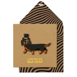 Tache Cards Top Hat Sausage Dog Card- Greeting Cards