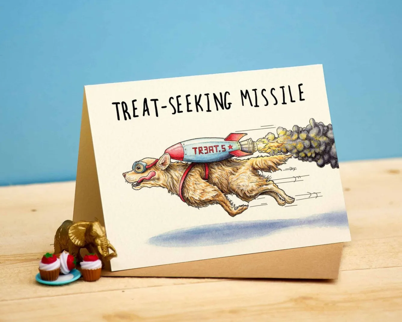 Bewilderbeest Treat-Seeking Missile Greetings Card- Greeting Cards