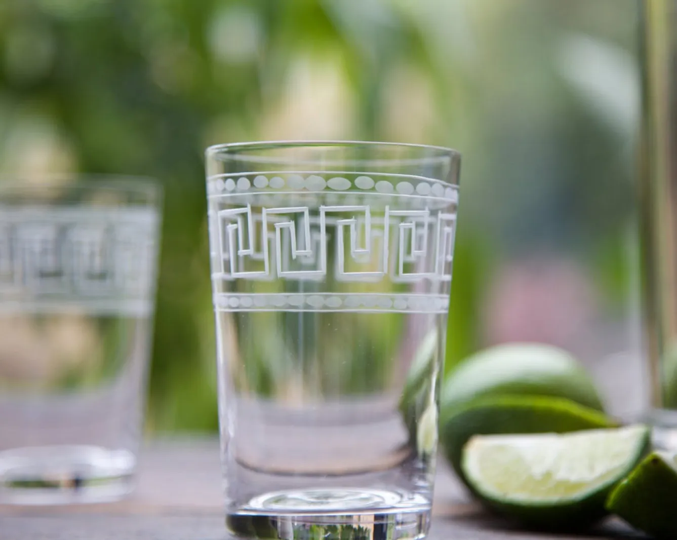 The Vintage List Tumbler with Greek Key Design by- Glassware