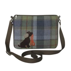 Earth Squared Bags Tweed Applique Brown Dog Messenger Bag- Bags