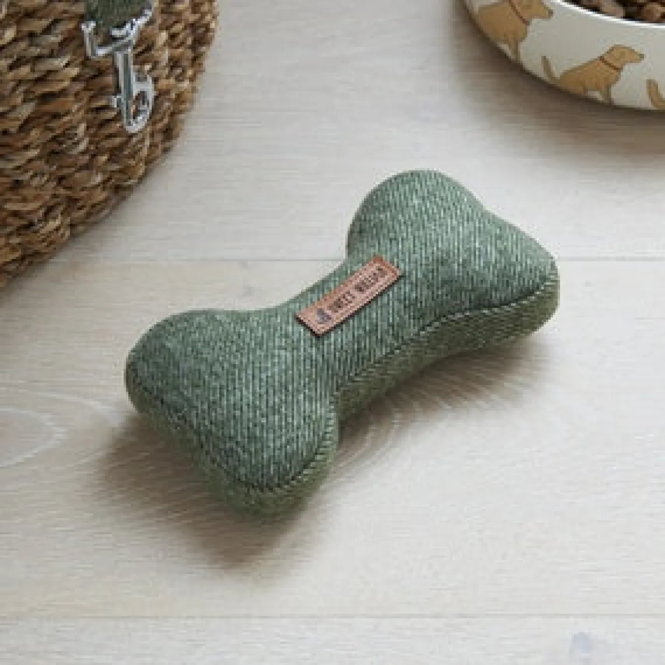 Sweet William Tweed Dog Bone Shaped Dog Toy - Green- Pets
