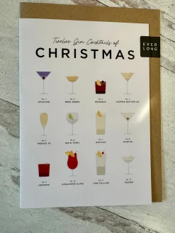 Everlong Print Co. Twelve Gin Cocktails of Christmas Card- Christmas Cards|Greeting Cards