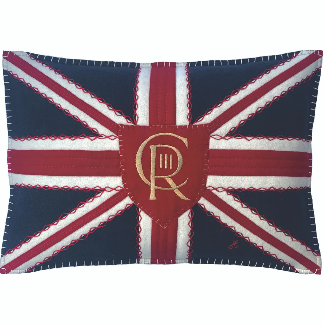 Jan Constantine Union Jack Coronation Insignia Pillow - Shield- Royal|Pillows & Throws