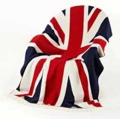 Bronte Moon Union Jack Merino Lambswool Throw Blanket- Pillows & Throws|Bright Colors