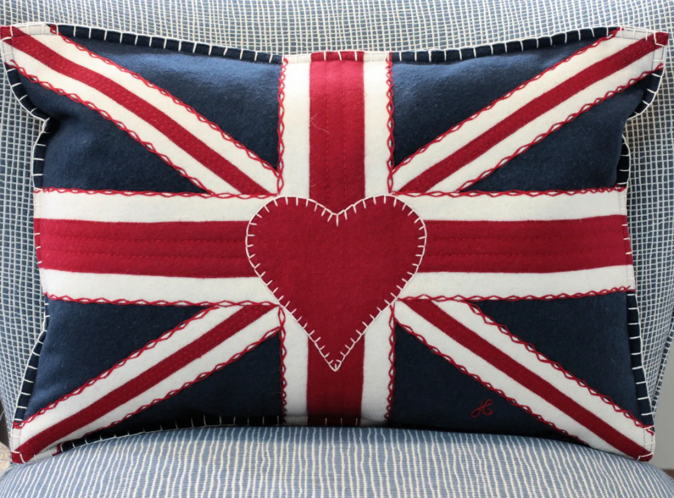 Jan Constantine Union Jack Pillow - Navy- Pillows & Throws