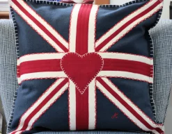 Jan Constantine Union Jack Square Pillow - Navy- Pillows & Throws