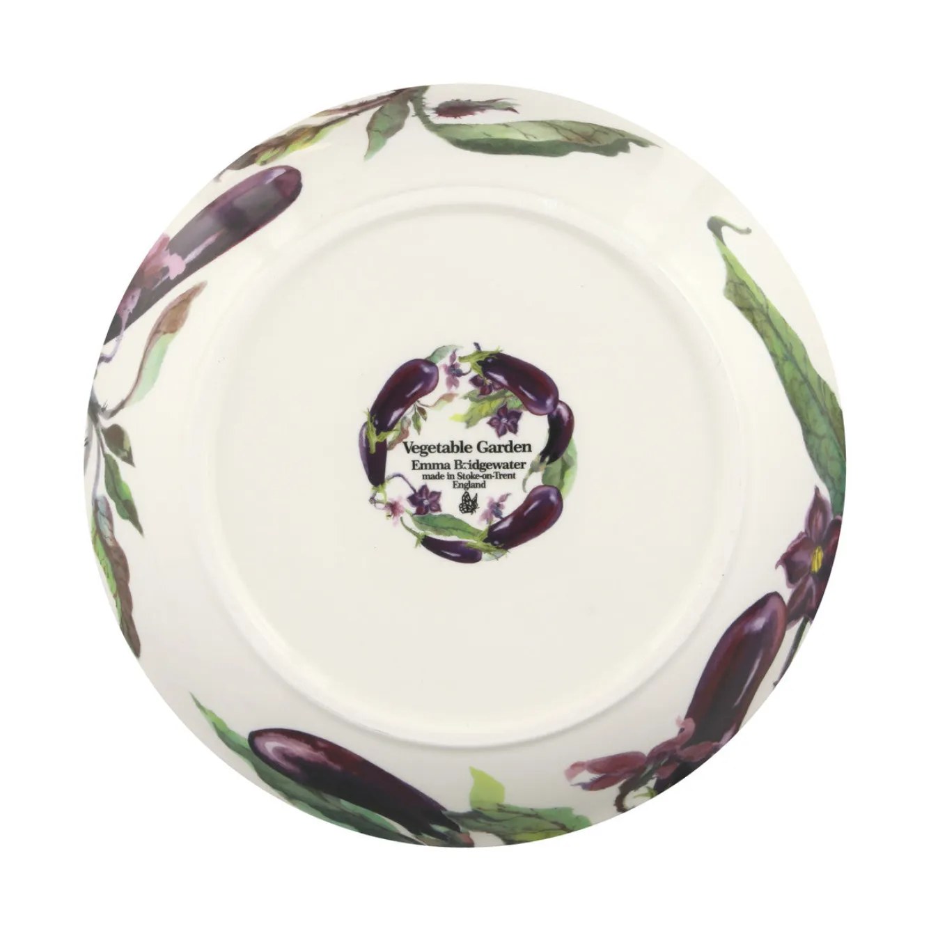 Emma Bridgewater Vegetable Garden Aubergine & Flowers Medium Pasta Bowl- Bowls & Dishes
