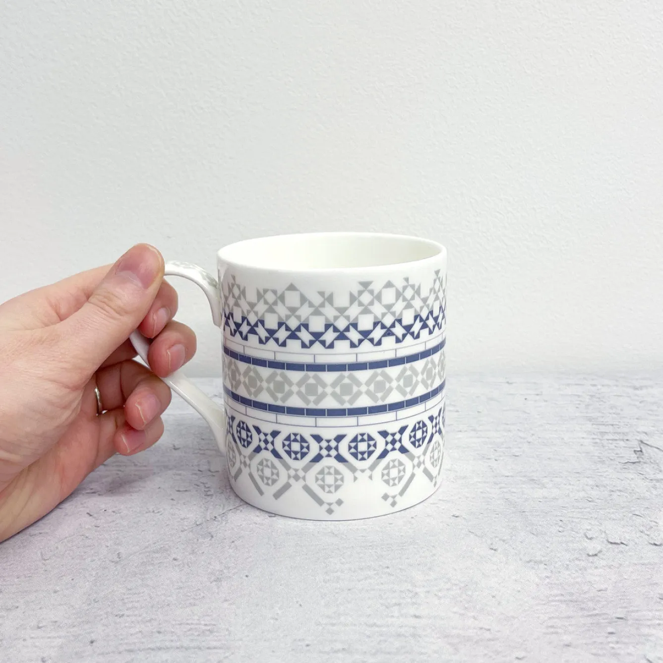 Alex Allday Victorian Tiles Fine Bone China Mug- Tea|Blues