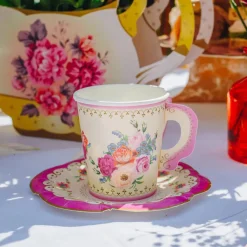 Talking Tables Vintage Paper Teacups and Saucers Set - 12 pack- Picnic|Tea
