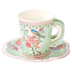Talking Tables Vintage Paper Teacups and Saucers Set - 12 pack- Picnic|Tea