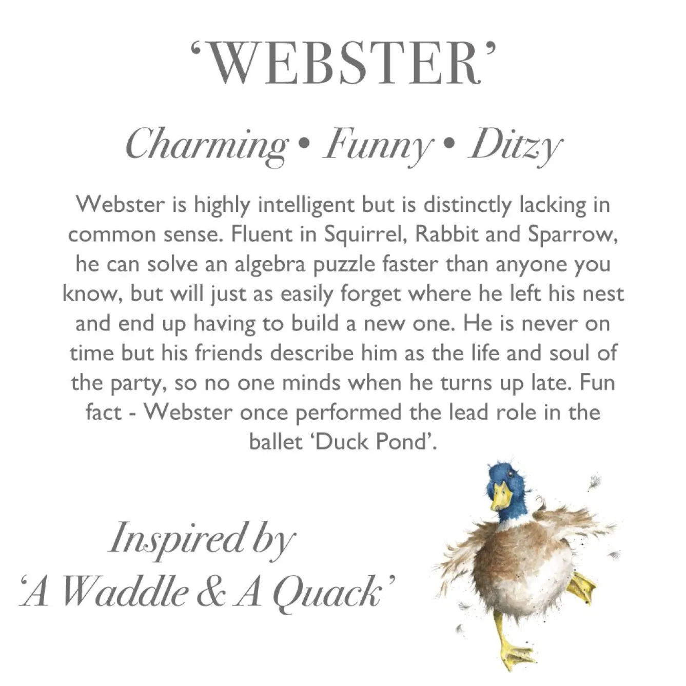 Wrendale Designs 'Webster' Duck Plush Character- Plush & Felt Animals|Children