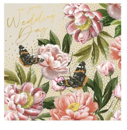 The Art File Wedding Day Peonies & Butterflies Greeting Card- Greeting Cards