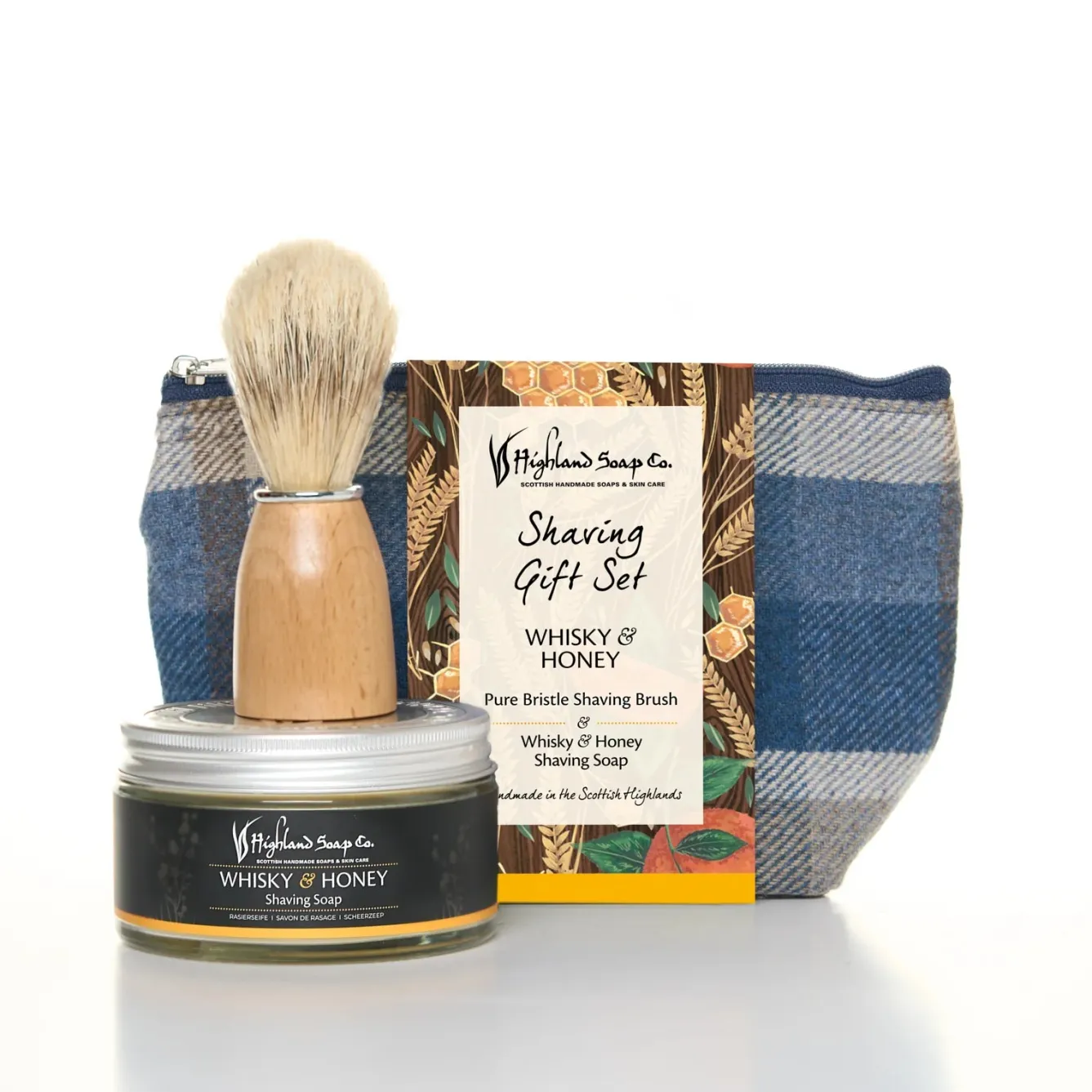 The Highland Soap Company Whisky & Honey Wash Bag & Shaving Kit- Soaps & Lotions