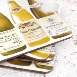 Corinne Alexander White Burgundy Coaster Set by- Father's Day|Coasters
