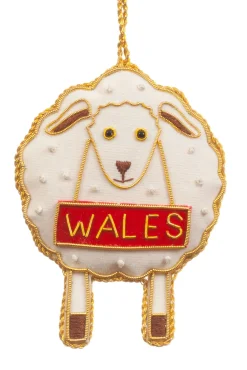 St. Nicolas White Welsh Sheep Decoration- Christmas Decorations