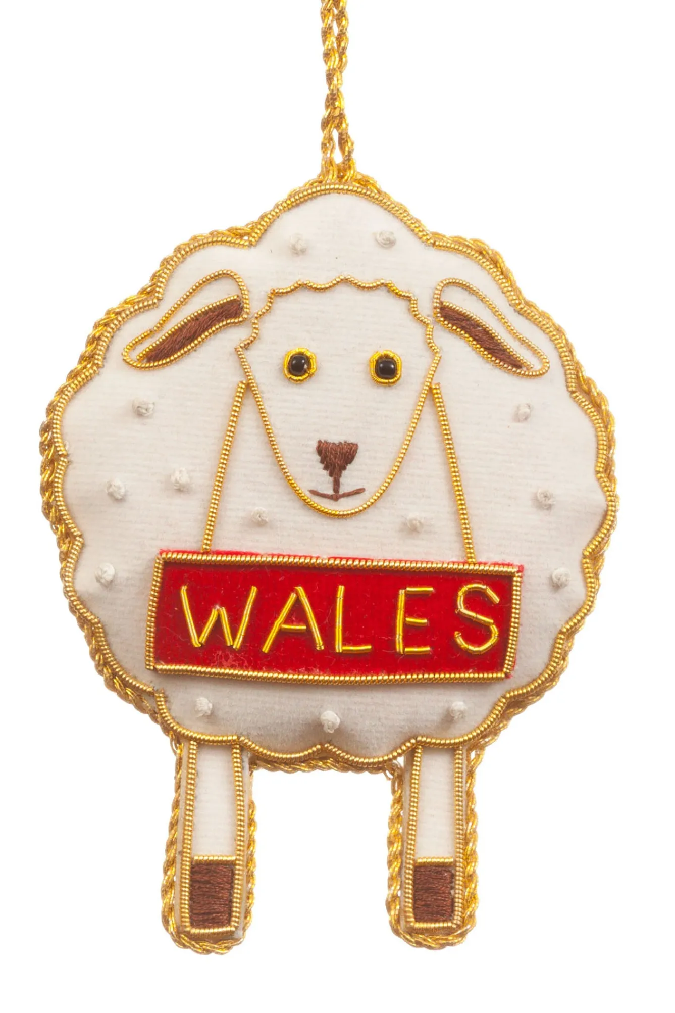 St. Nicolas White Welsh Sheep Decoration- Christmas Decorations
