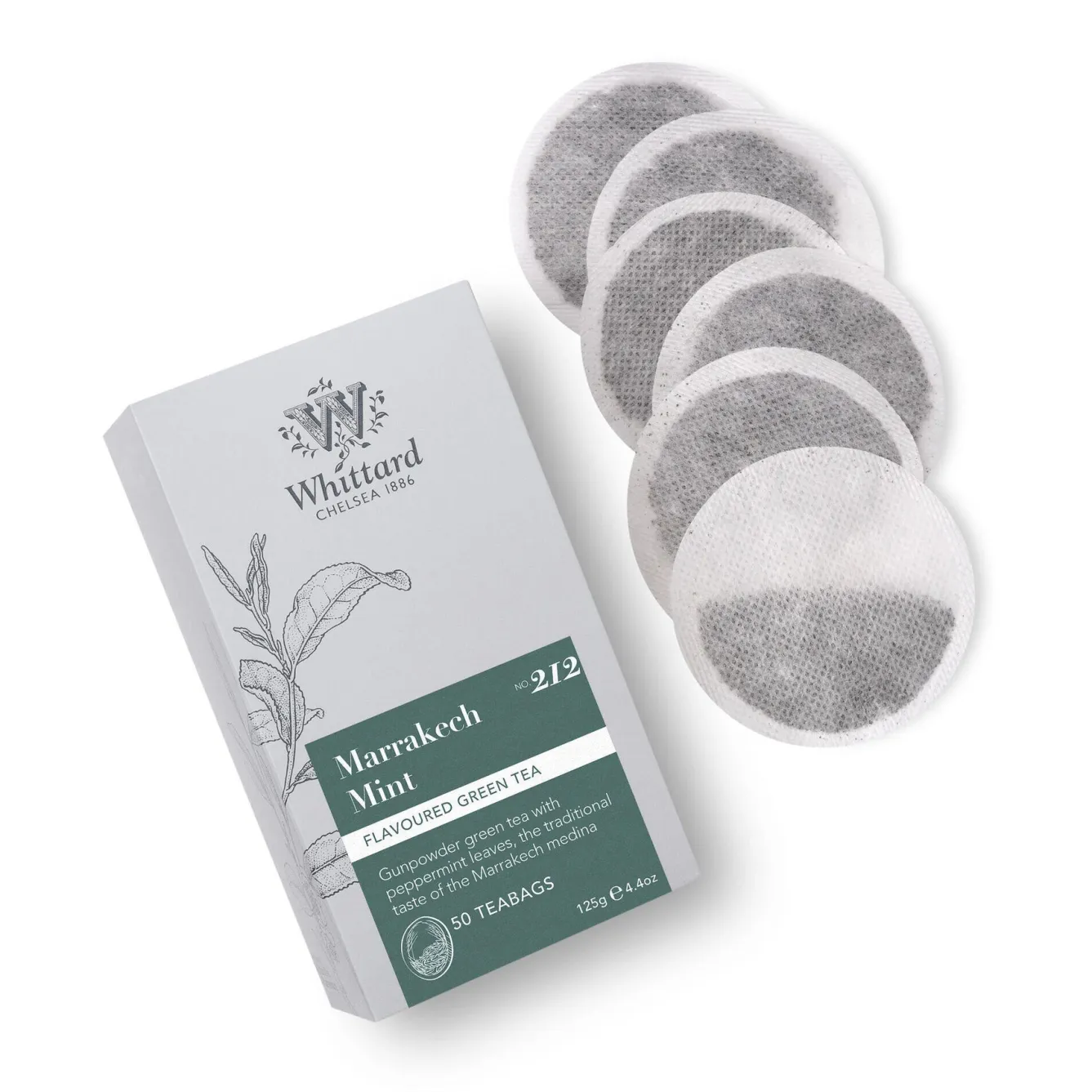 Whittard of Chelsea Whittard Classic Marrakech Mint Flavored Green Tea 50 Traditional Teabags Plastic Free- Tea