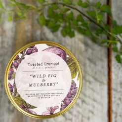 Toasted Crumpet Wild Fig & Mulberry Candle in a Matt Gold Tin- Home Fragrance
