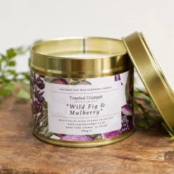Toasted Crumpet Wild Fig & Mulberry Candle in a Matt Gold Tin- Home Fragrance