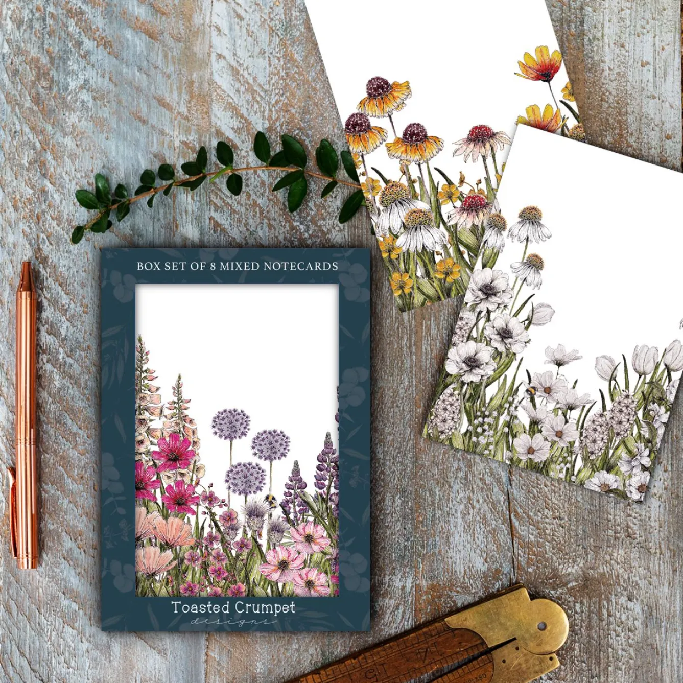 Toasted Crumpet 'Wildflower Meadow' Regency Gardens Boxed Set of 8 Notecards- Stationery|Greeting Cards