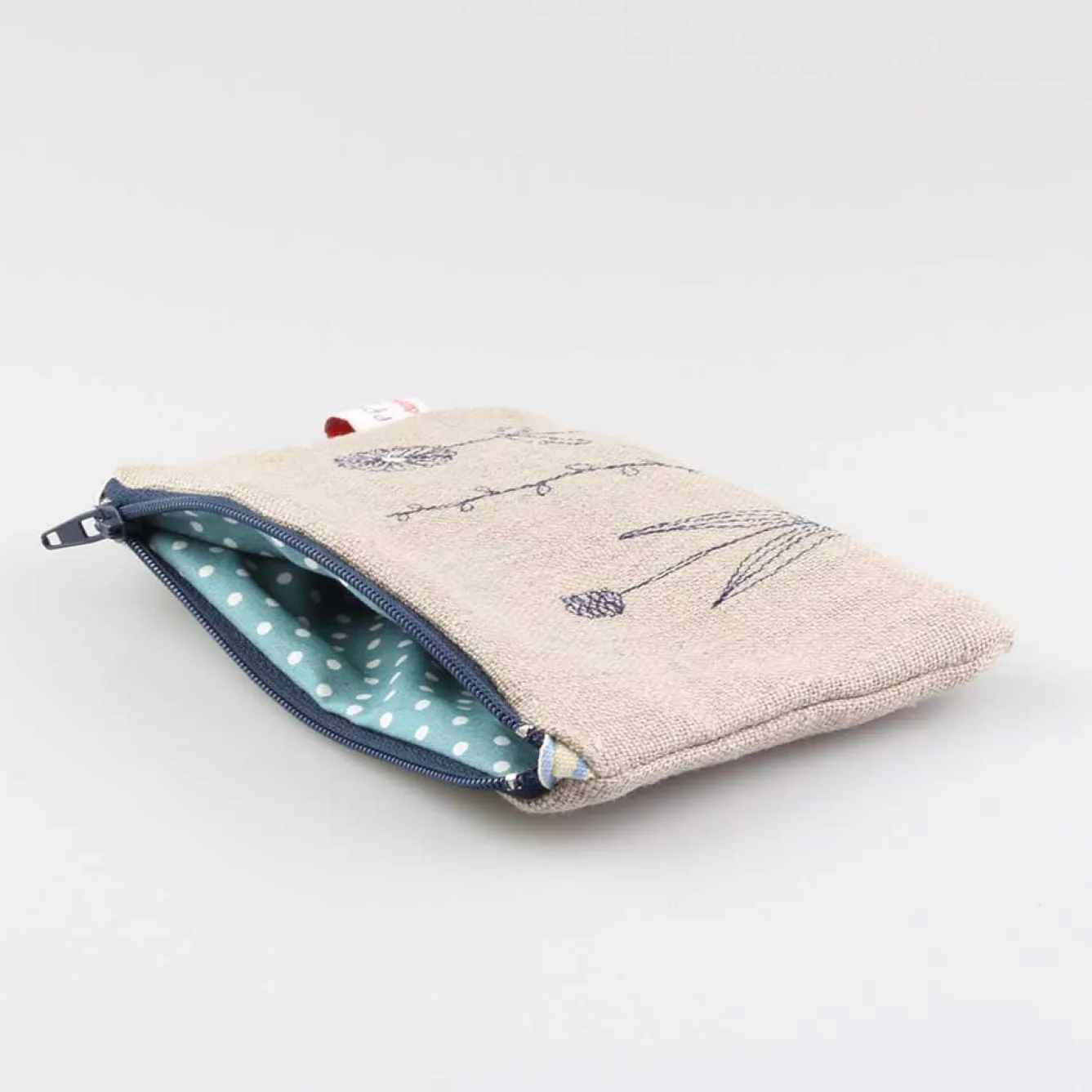 Poppy Treffry Wild Grasses Embroidered Flat Coin Purse- Storage|Bags