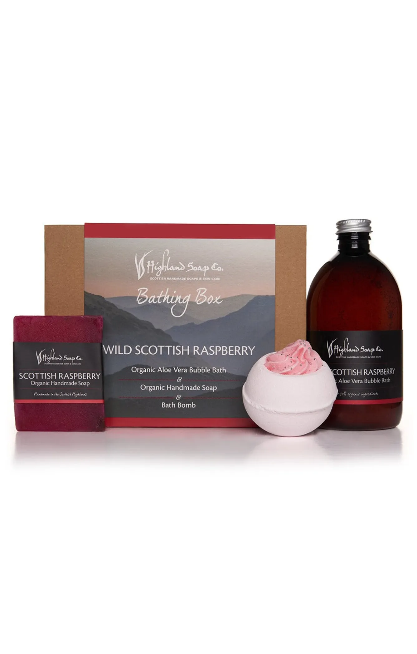 The Highland Soap Company Wild Scottish Raspberry Bathing Box- Soaps & Lotions
