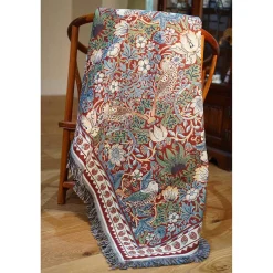 Signare William Morris Strawberry Thief Red Tapestry Throw- Pillows & Throws