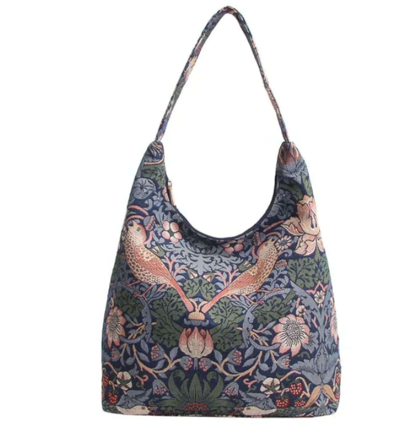 Signare William Morris Strawberry Thief Hobo Bag - Blue- Bags