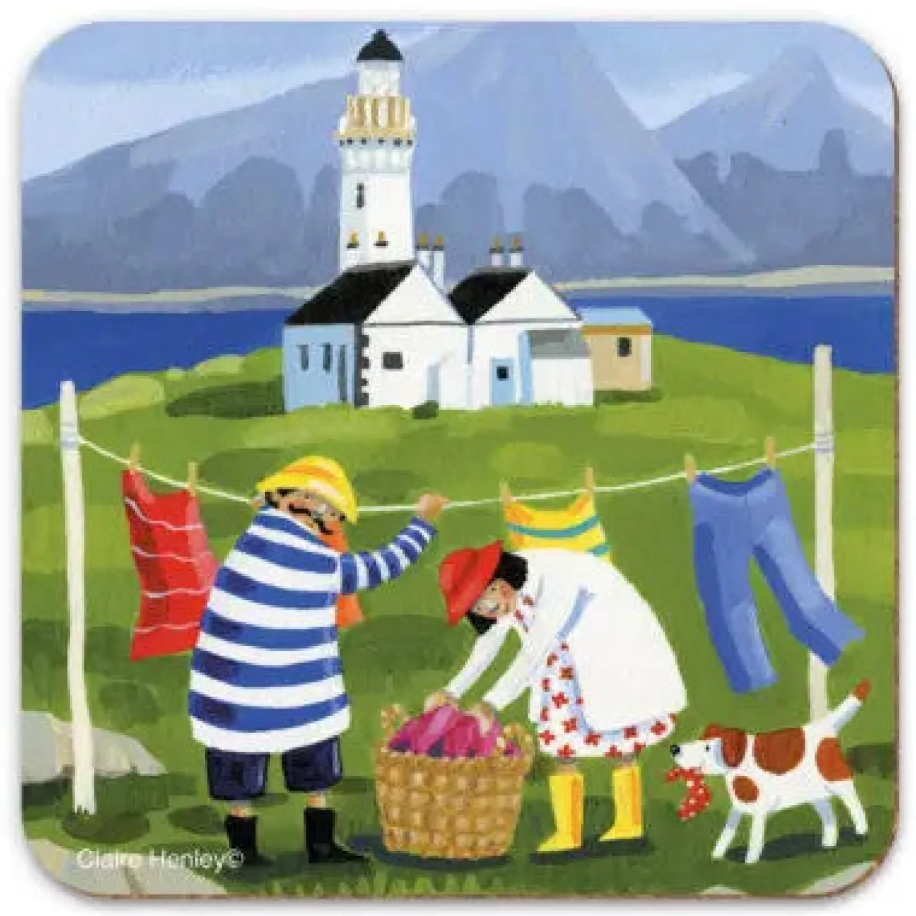 Emma Ball Windy Washing Day Coaster- Tea|Coasters