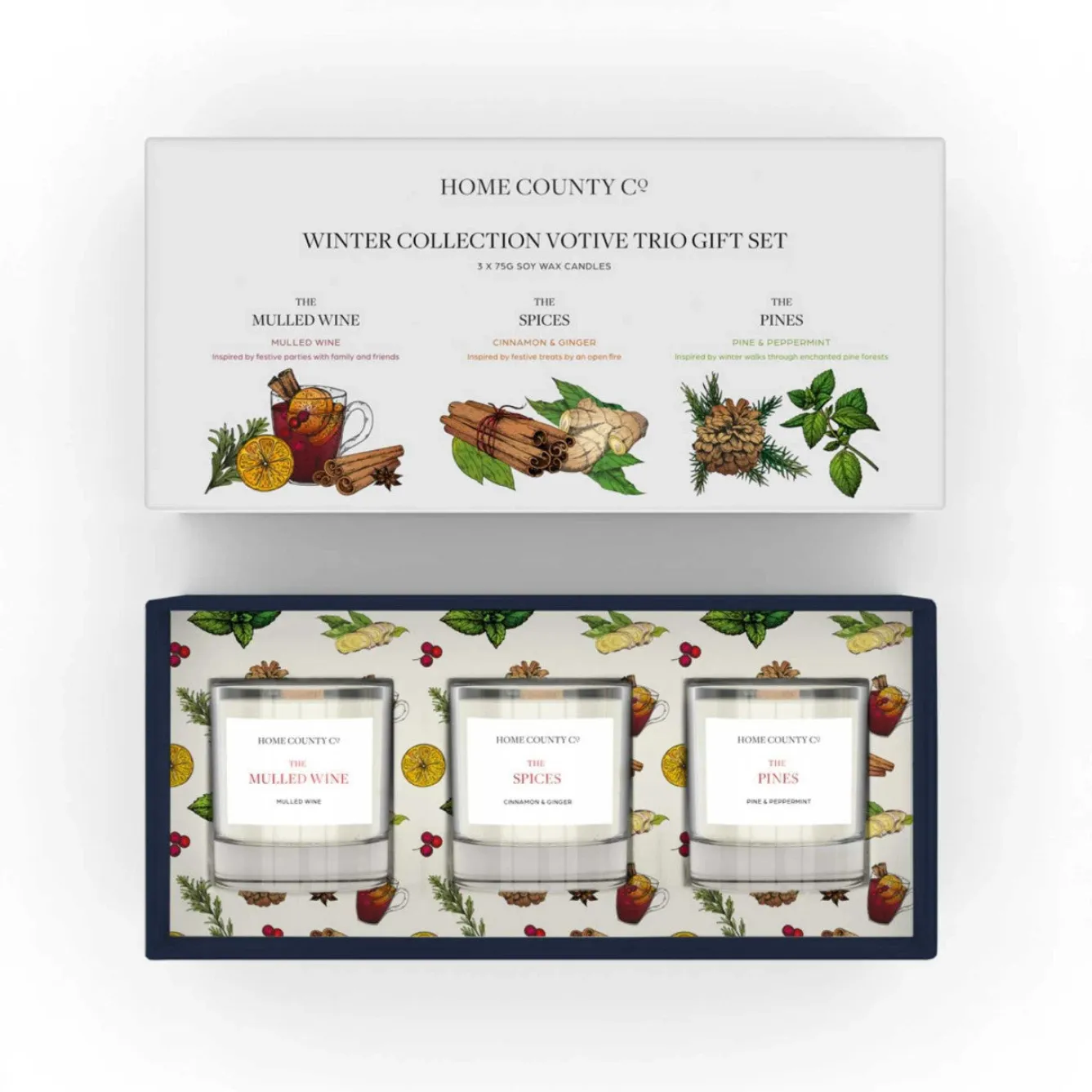 Home County Candles Winter Collection Votive Trio Gift Set- Christmas|Seasonal Decor