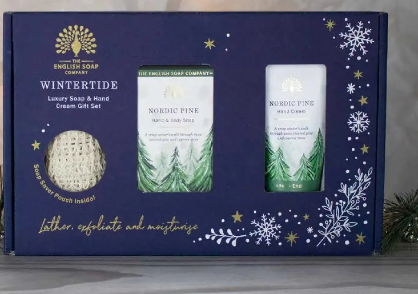 English Soap Company Wintertide "Nordic Pine" Soap and Hand Cream Gift Set- Soaps & Lotions