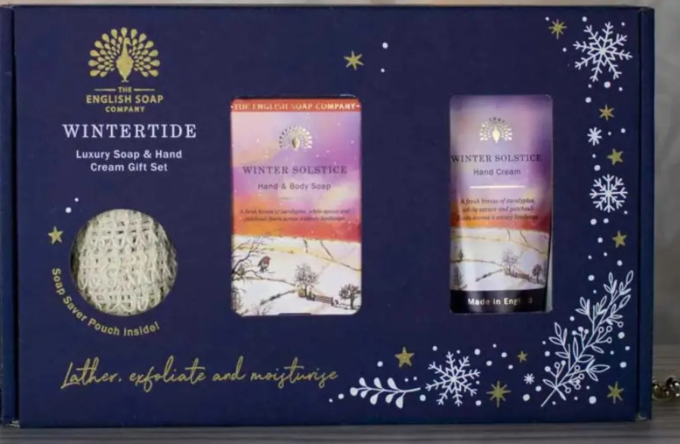 English Soap Company Wintertide "Polar Lights" Soap and Hand Cream Gift Set- Soaps & Lotions