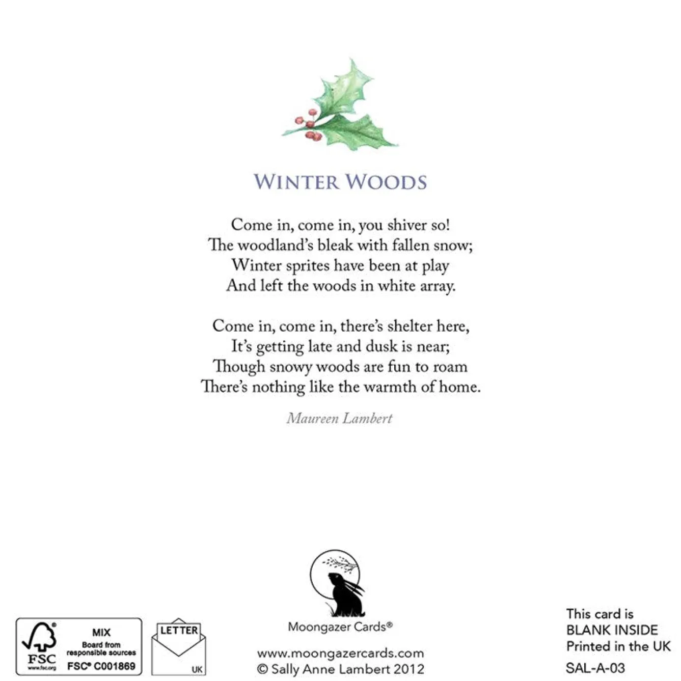 Moongazer Cards Winter Woods Greeting Card- Christmas Cards|Greeting Cards