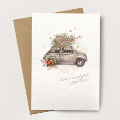 Stephanie Davies Wonderful Christmas Little Car Christmas Card- Greeting Cards