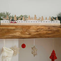Ginger Ray Wooden Reusable Advent Calendar with Moveable Car- Advent|Seasonal Decor