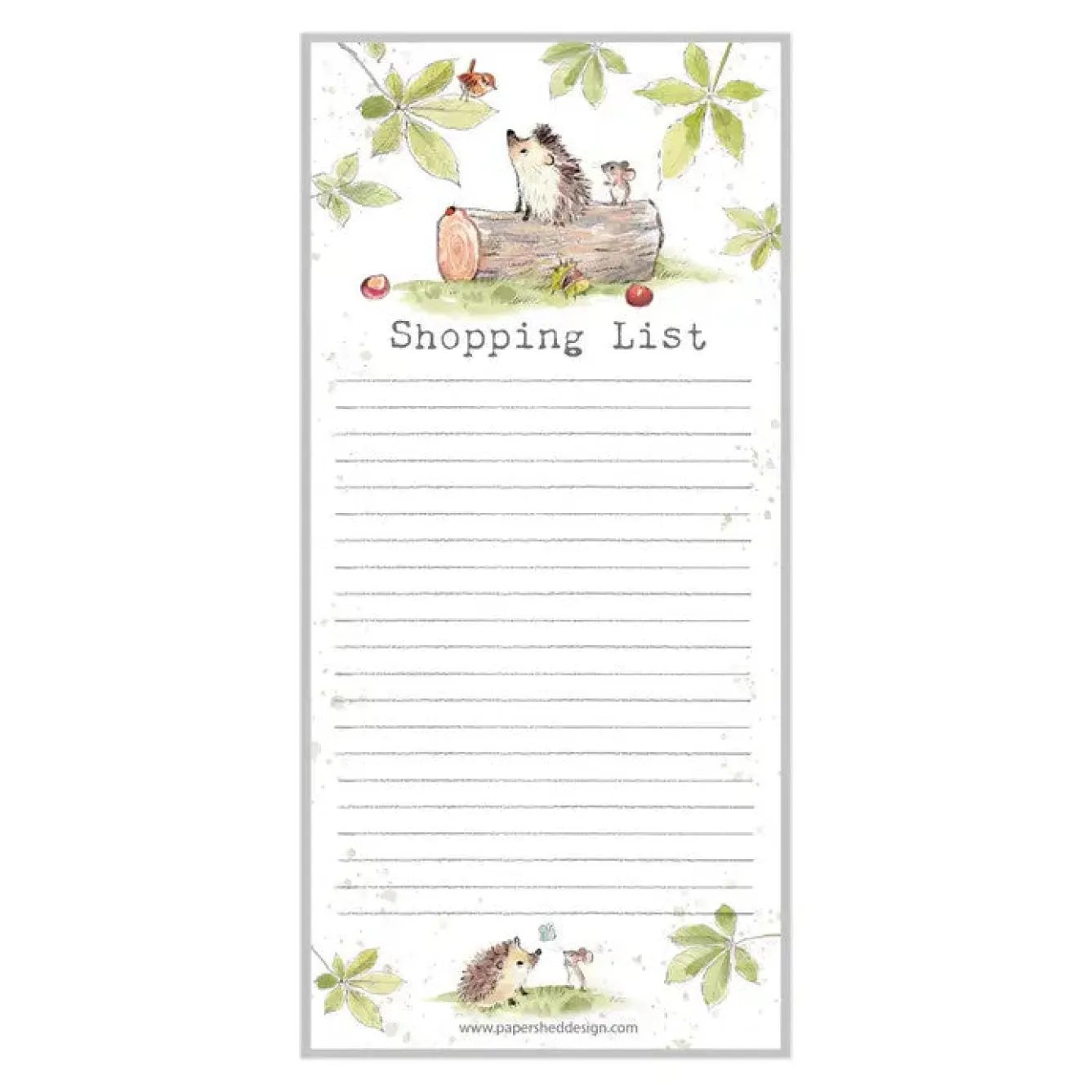 Paper Shed Design Woodland Hedgehog "Shopping List" Magnetic List Pad- Stationery