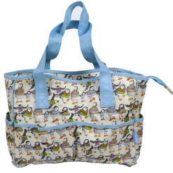 Emma Ball Woolly Puffins Large Oilskin Pocket Bag- Crafts|Bags