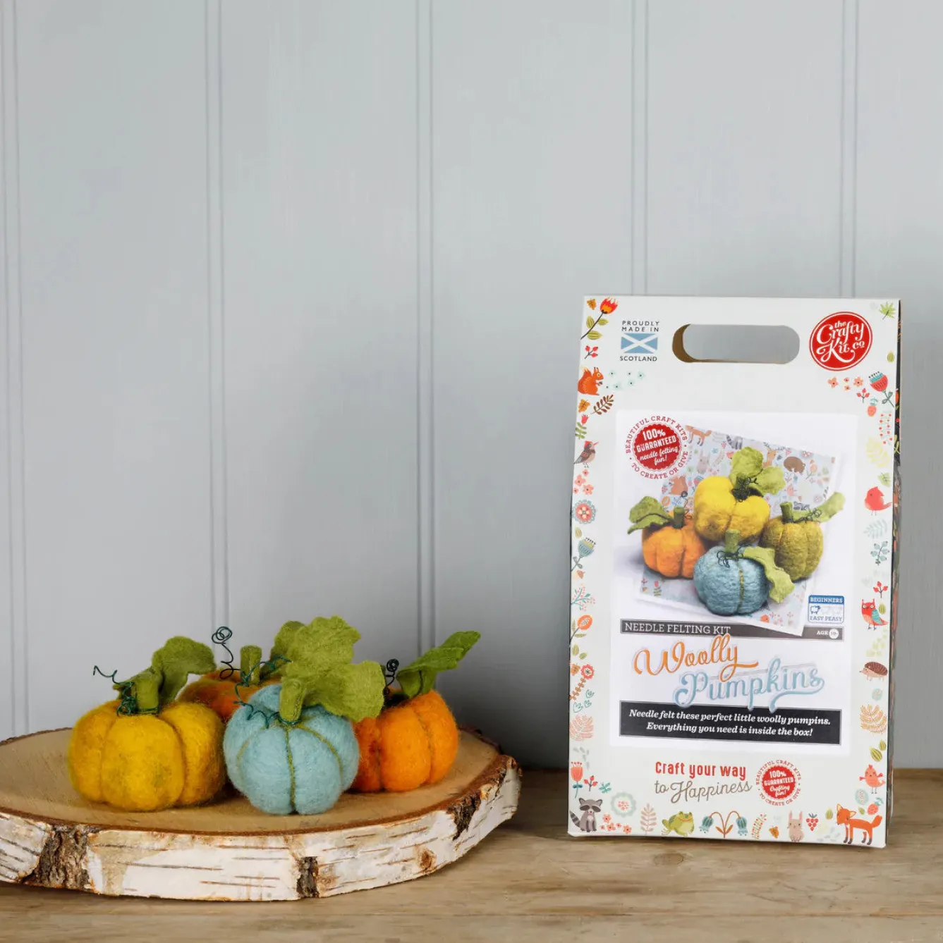 The Crafty Kit Co. Woolly Pumpkins Needle Felting Kit- Halloween|Crafts