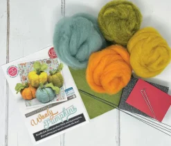 The Crafty Kit Co. Woolly Pumpkins Needle Felting Kit- Halloween|Crafts