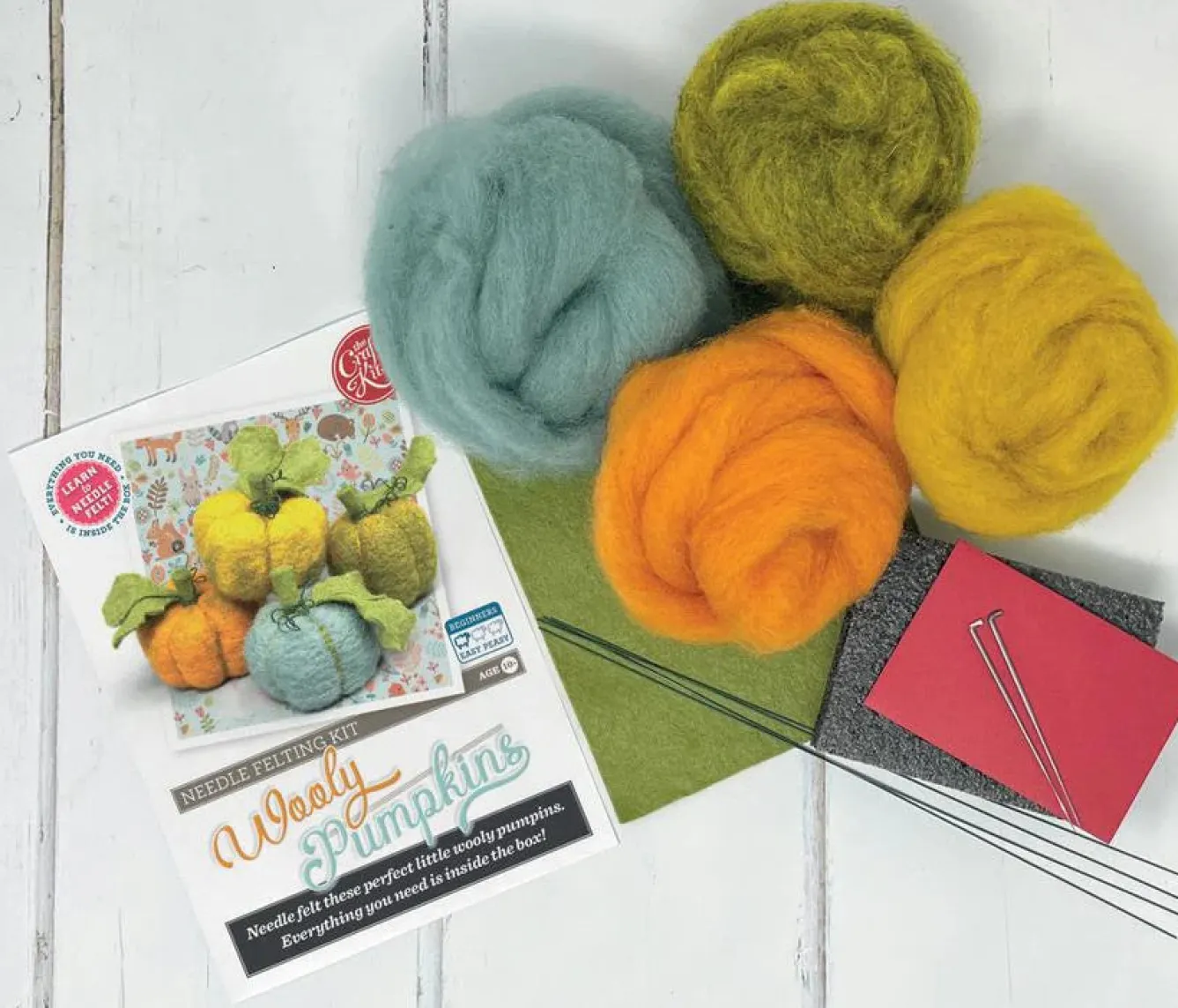 The Crafty Kit Co. Woolly Pumpkins Needle Felting Kit- Halloween|Crafts