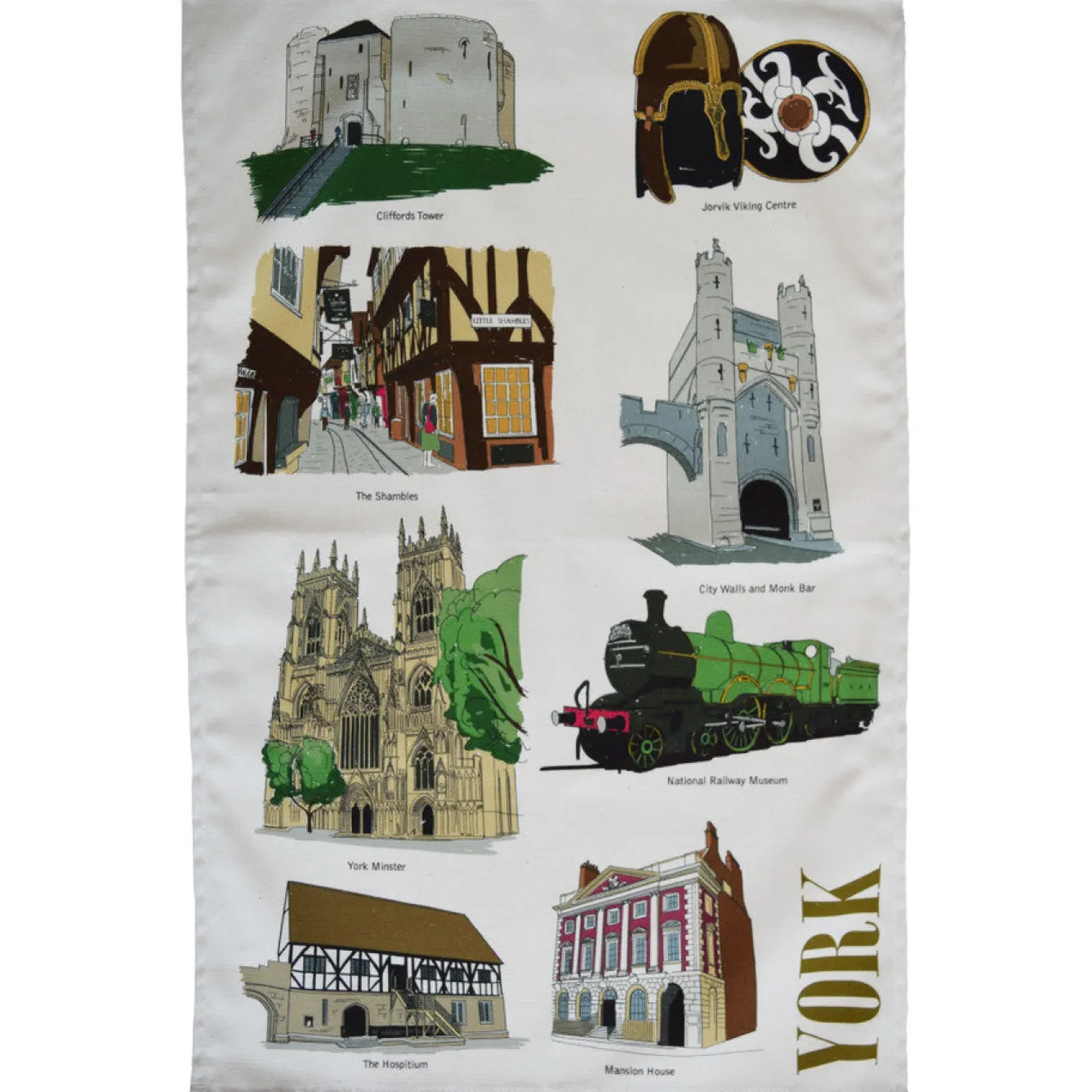 Town Towels York Landmarks Tea Towel- Tea|Tea Towels