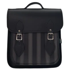 Zatchels Handmade Leather City Backpack Plus - Black & Grey Stripe- Bags