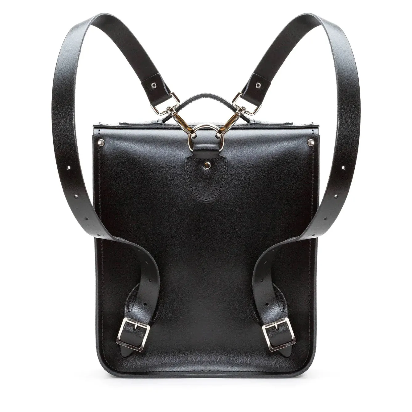 Zatchels Handmade Leather City Backpack Plus - Black & Grey Stripe- Bags