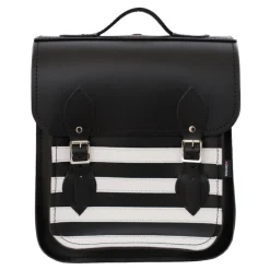Zatchels Handmade Leather City Backpack - Gothic Black & White Stripe- Bags