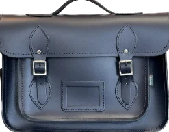 Zatchels Handmade Leather Classic Satchel - Navy Blue- Bags
