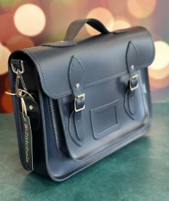Zatchels Handmade Leather Classic Satchel - Navy Blue- Bags