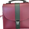 Zatchels Handmade Leather Kensington Handbag -Oxblood with Ivy Green Contrast- Bags