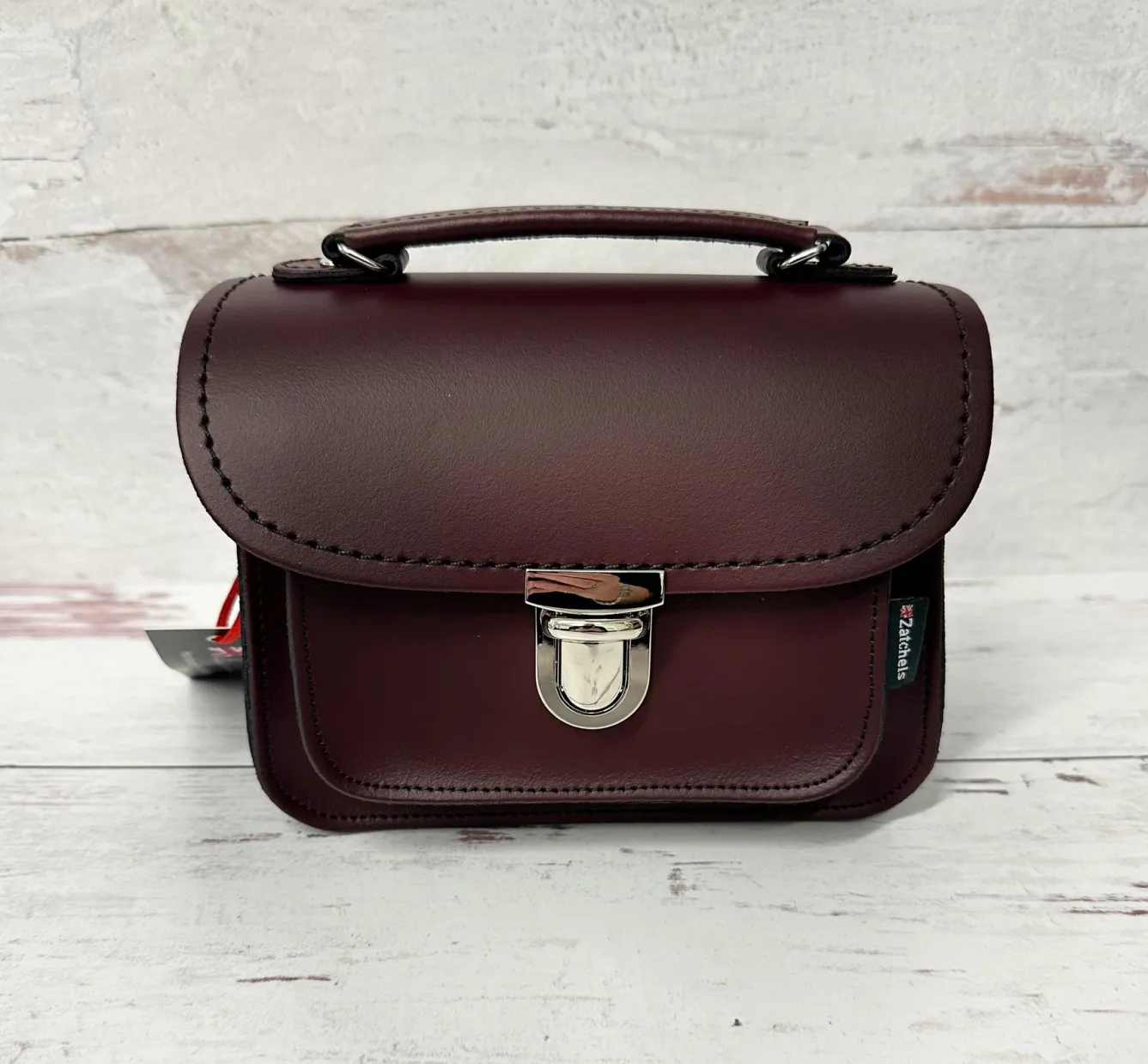 Zatchels Handmade Leather Luna Marsala Red Small Handbag- Bags
