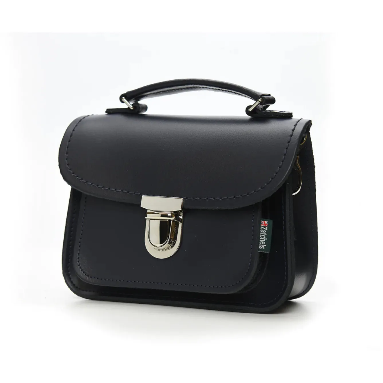 Zatchels Handmade Leather Luna Navy Small Handbag- Bags
