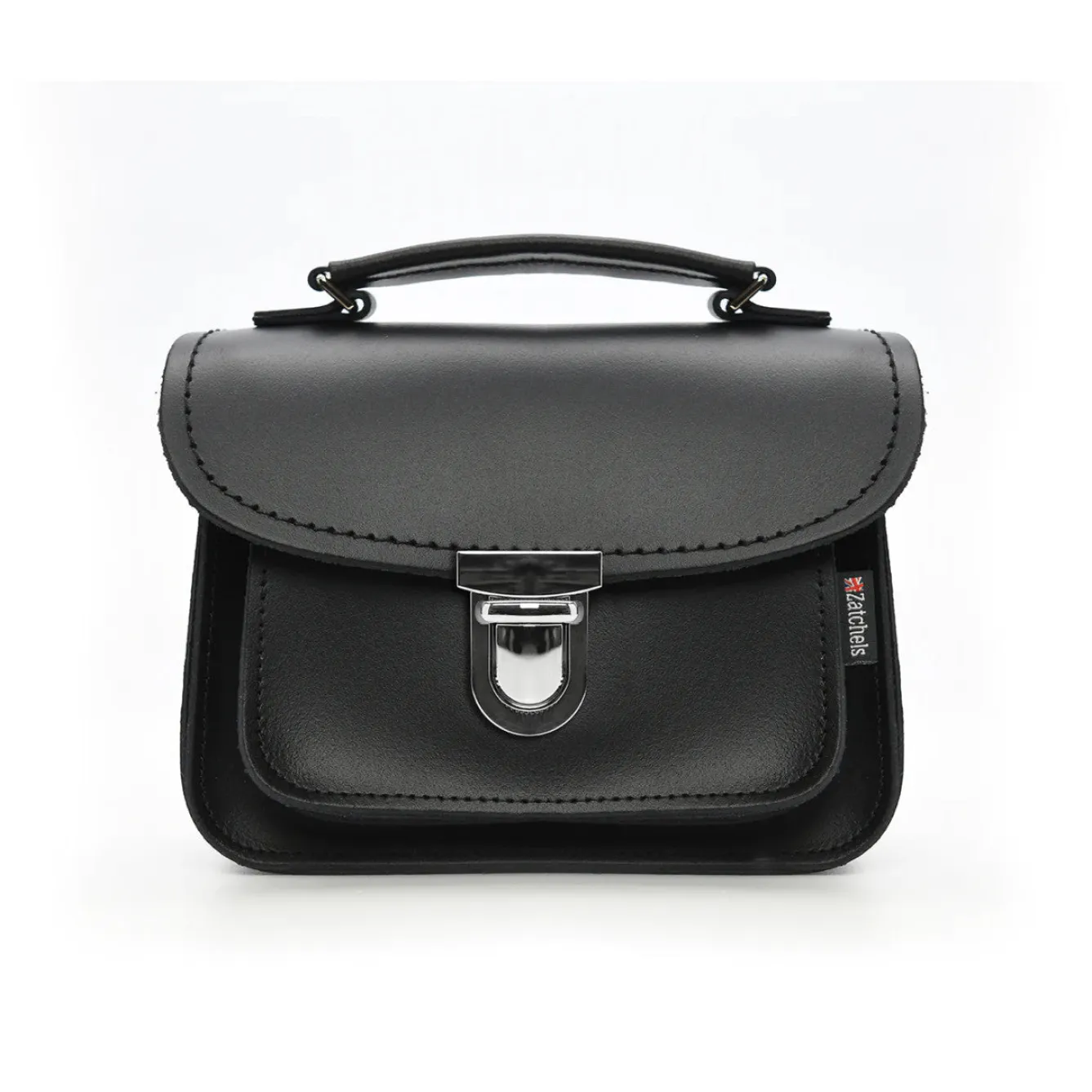 Zatchels Handmade Leather Luna Black Small Handbag- Bags